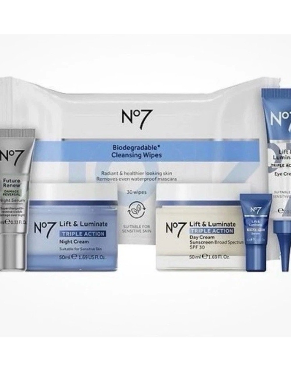 4 Sets - No7 Lift & Luminate Triple Action Skincare System Set (Full Size New